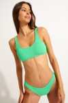 JUSTIN & NAIDA SCRUNCHY green crinkled style two-piece swimsuit