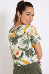 PRAVEL HADLOW Ecru Women's T-Shirt with Exotic Print