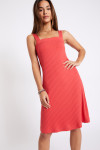 TYSSIA EVERYDAY Ribbed knee-length dress in red