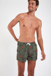 Ruben Francisco men's short khaki tropical print swim trunks