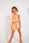 Mini Loulou Whitebay oranje badstoffen short voor meisjes