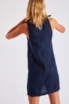 Vestido corto de lino azul marino Medway Hawston