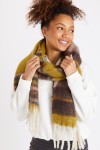 Kacie Palanga khaki and brown striped scarf