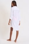 GASTED SUNTRIP white shirt dress with blue embroidered lettering