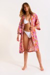 Kimono écru con stampa floreale tono rosa Keiko Austinday