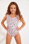 LIBERRIES MINI TUNES girl's pink cherry printed one-piece swimsuit