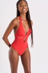 Spring SHELLINA red one-piece swimsuit with hanging shells