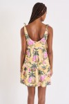 Limetropivoil Tobati light yellow floral and palm patterned Mini dress with straps