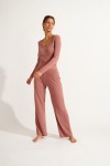 BONDY PASSION pink ribbed trousers