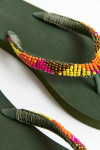 Tongs kaki avec perles colorées CALISUN SEASIDE