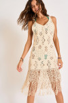 KINARA SOMERAND cream openwork crochet beach dress