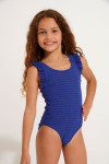 Girls' TUNES GROOVE blue shirred swimsuit