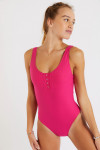 Pink Snap Sunrib one-piece swimsuit
