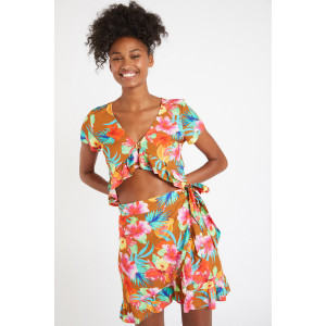 Brown floral-print skirt suit Treezi 