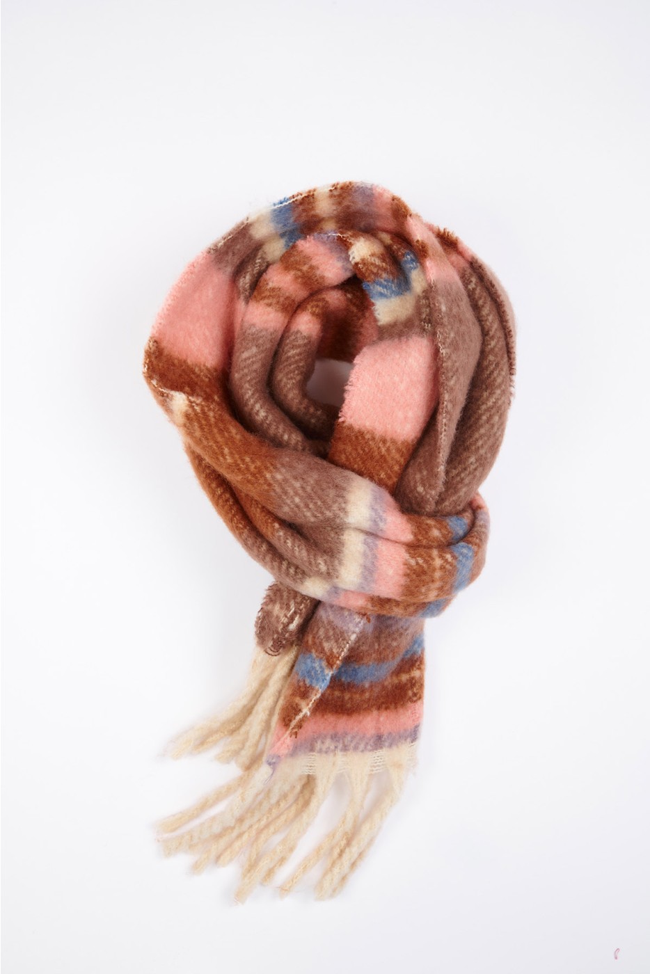 Kacie Palanga pink and brown striped scarf