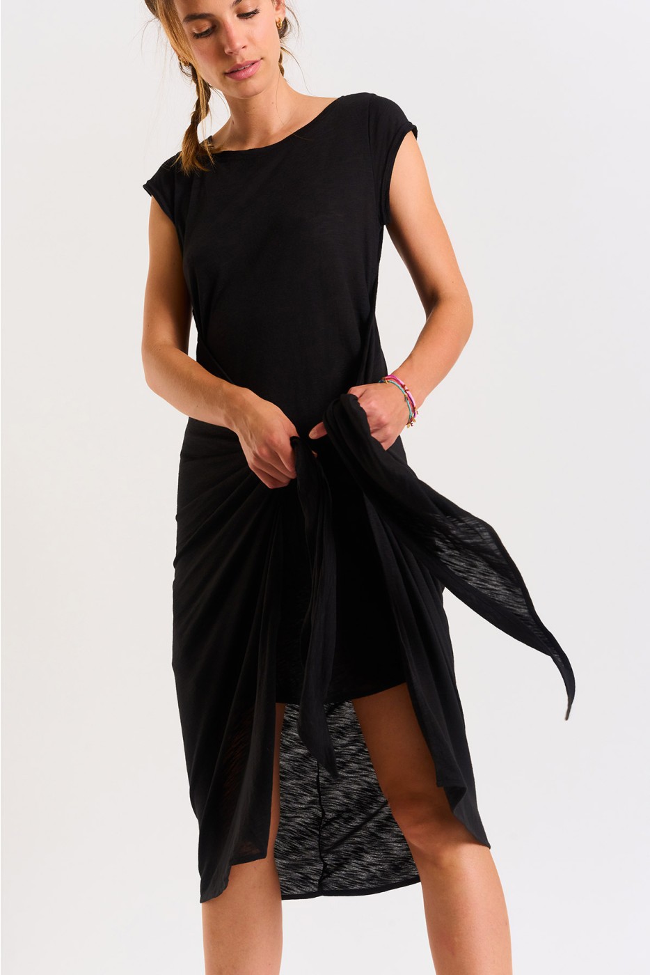 Caraiva Juliana black tied t-shirt dress | Banana Moon®