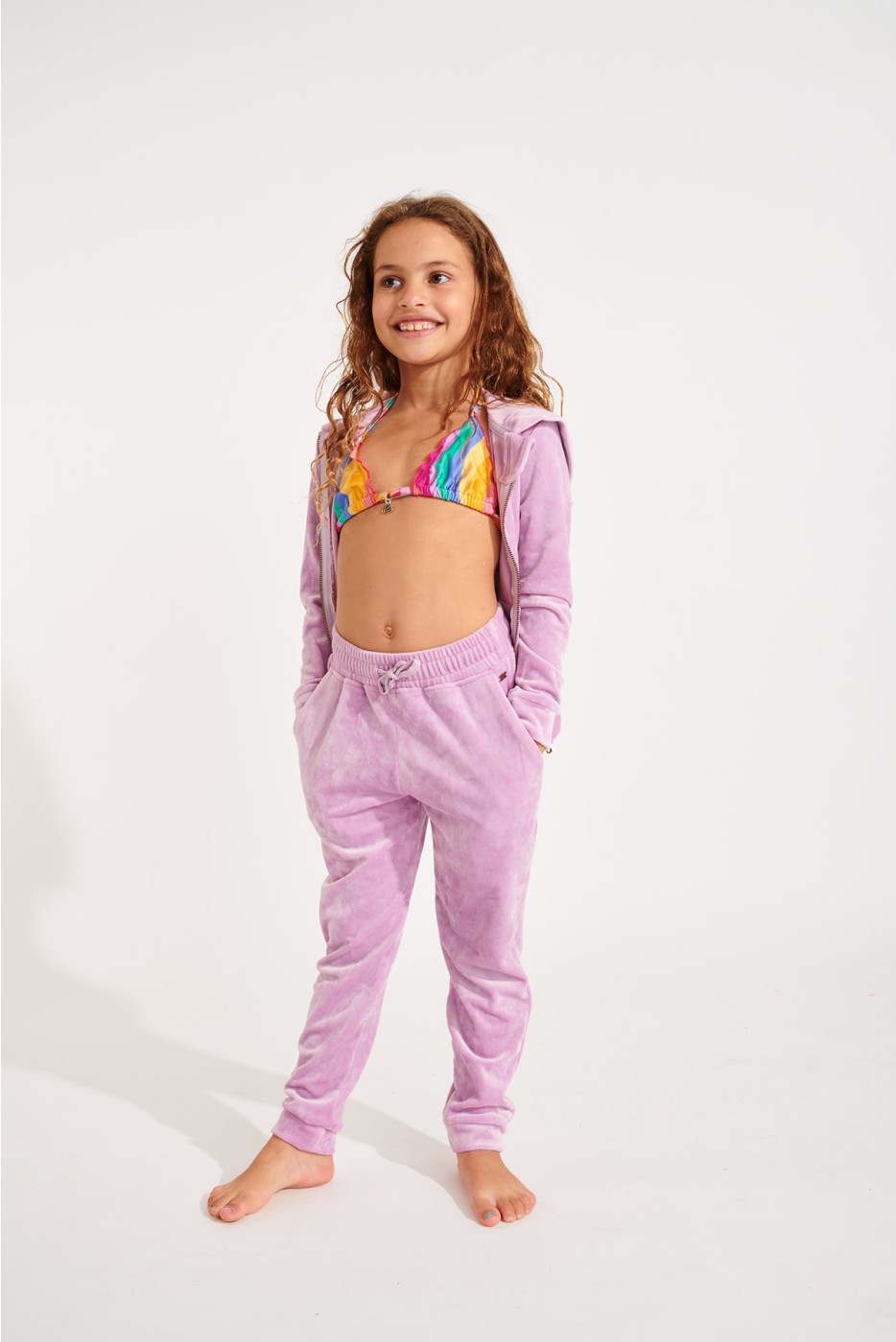 Pantalon de jogging velours violet fille Mini Quick Sealake