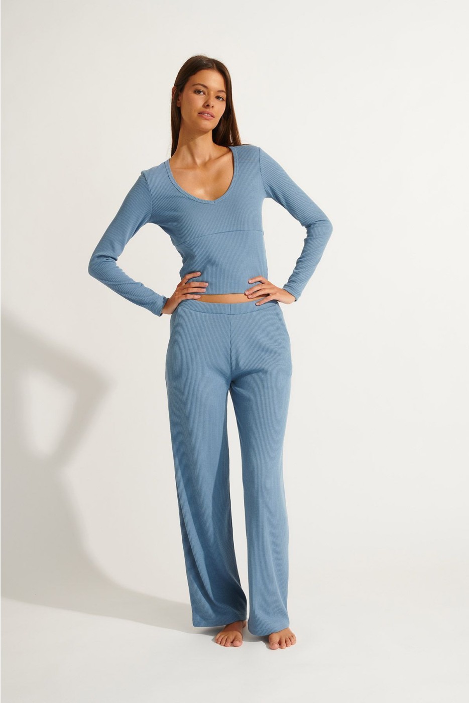 BONDY PASSION blue ribbed trousers