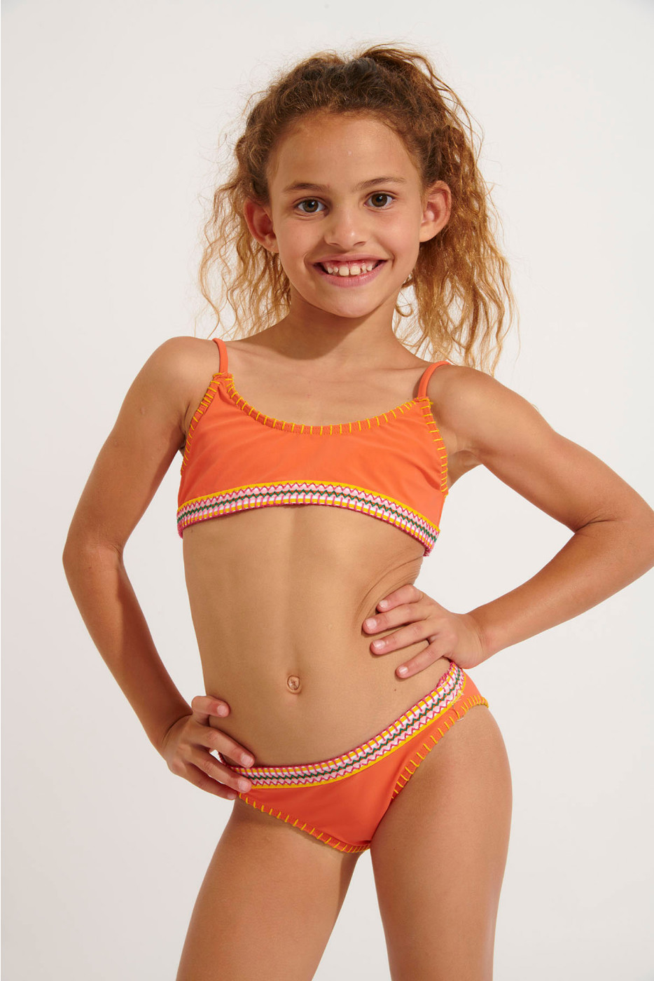 Girls' PORTO KALANY orange seam bikini