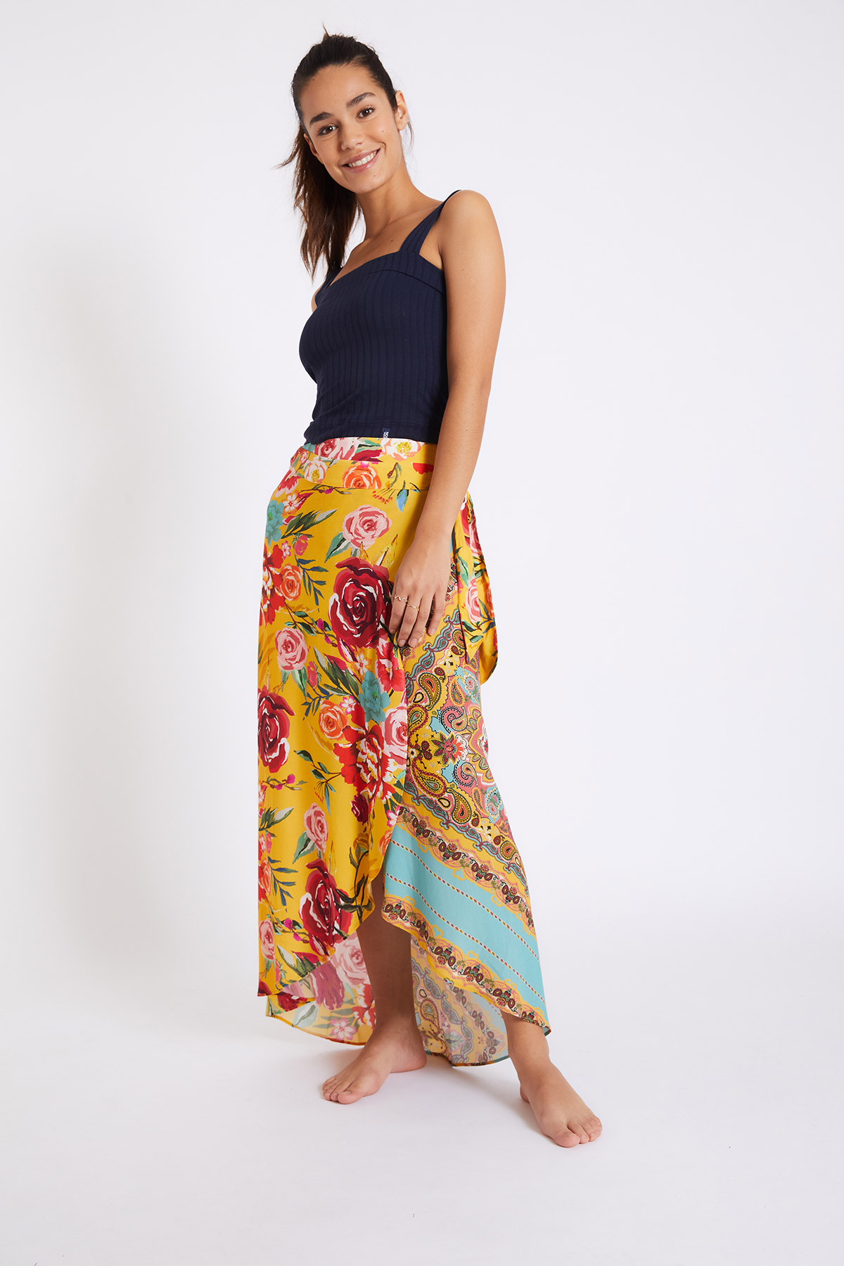 Printed long wrap skirt | LINDSEY HAREWOOD | Banana Moon