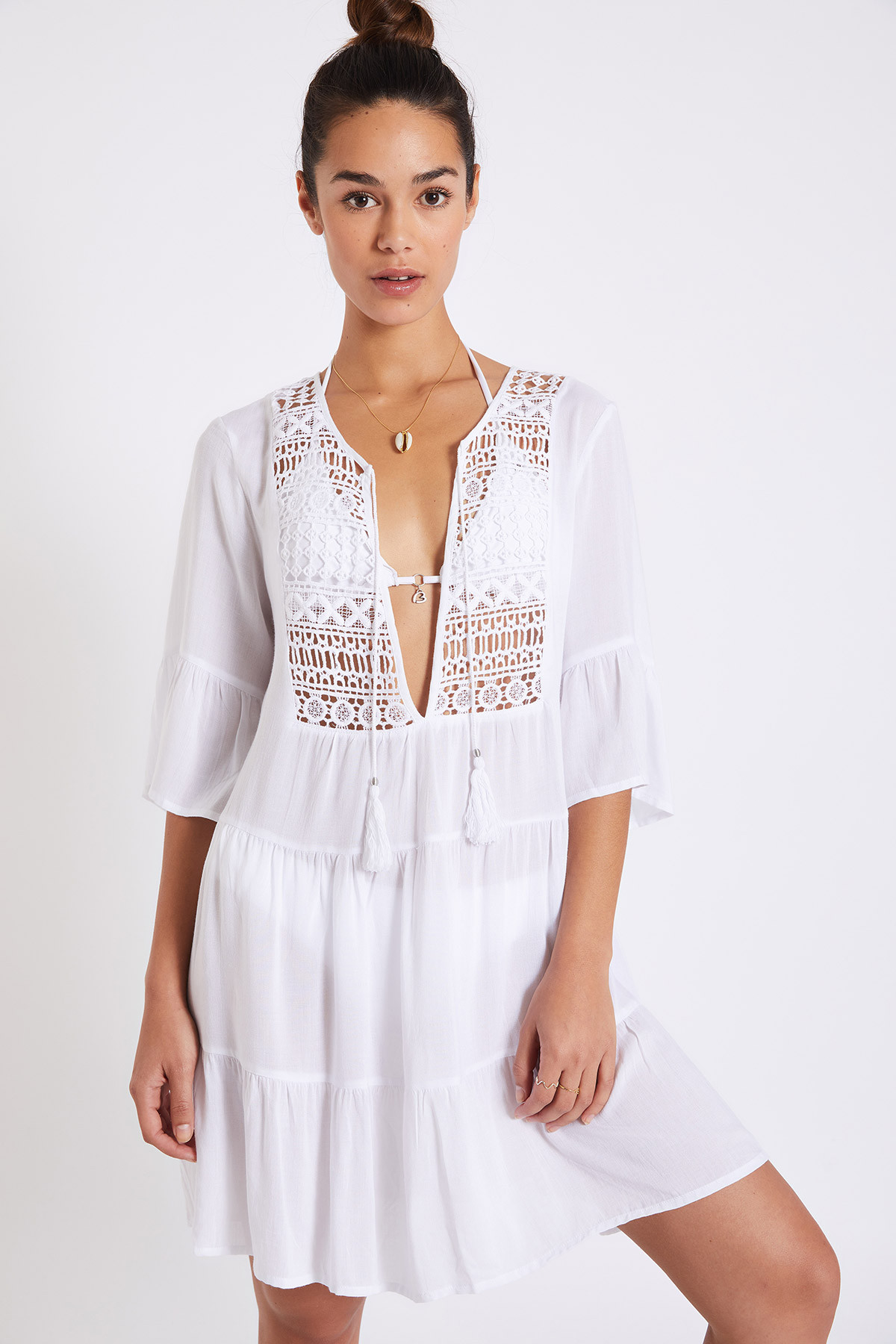 zak Afhaalmaaltijd Traditioneel Witte beachwear tuniek Louise Salty | Banana Moon®