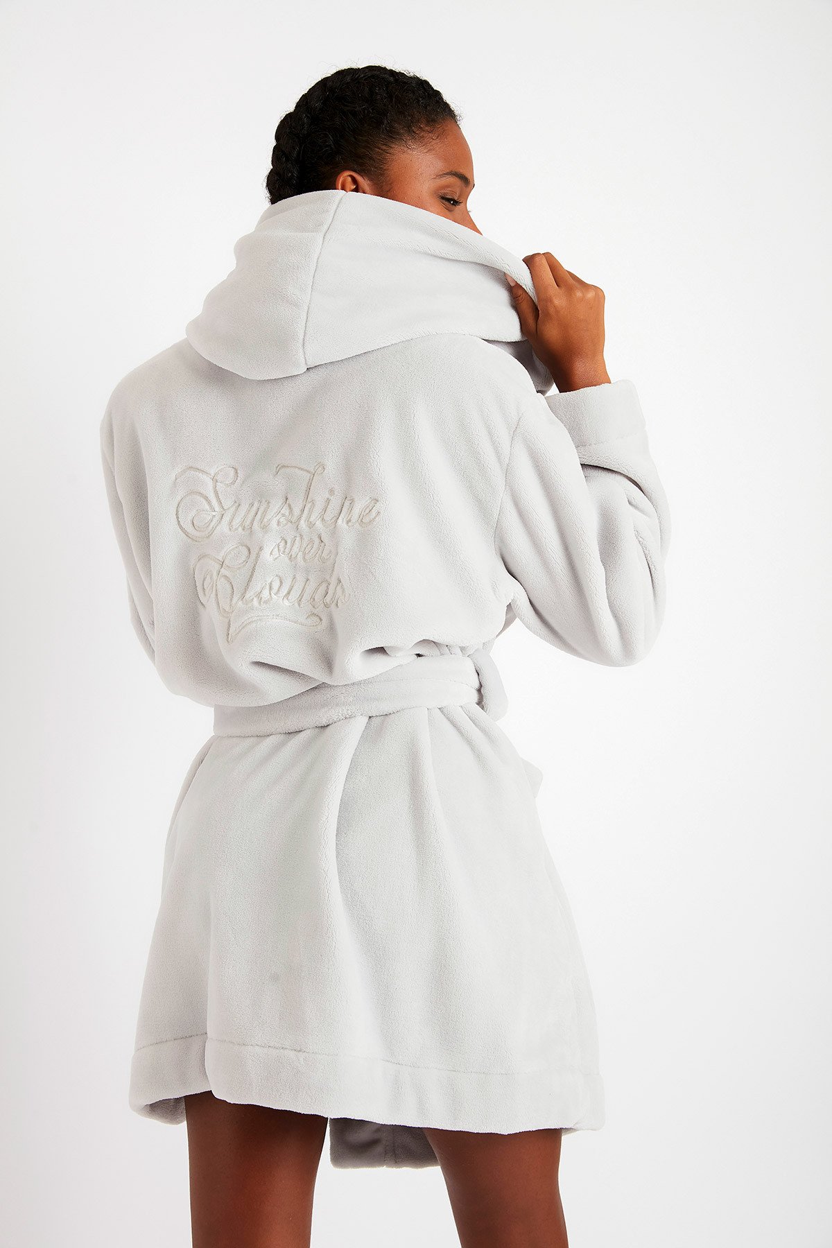 Zaarela Pilo women's gray polar fleece bathrobe | Banana Moon®