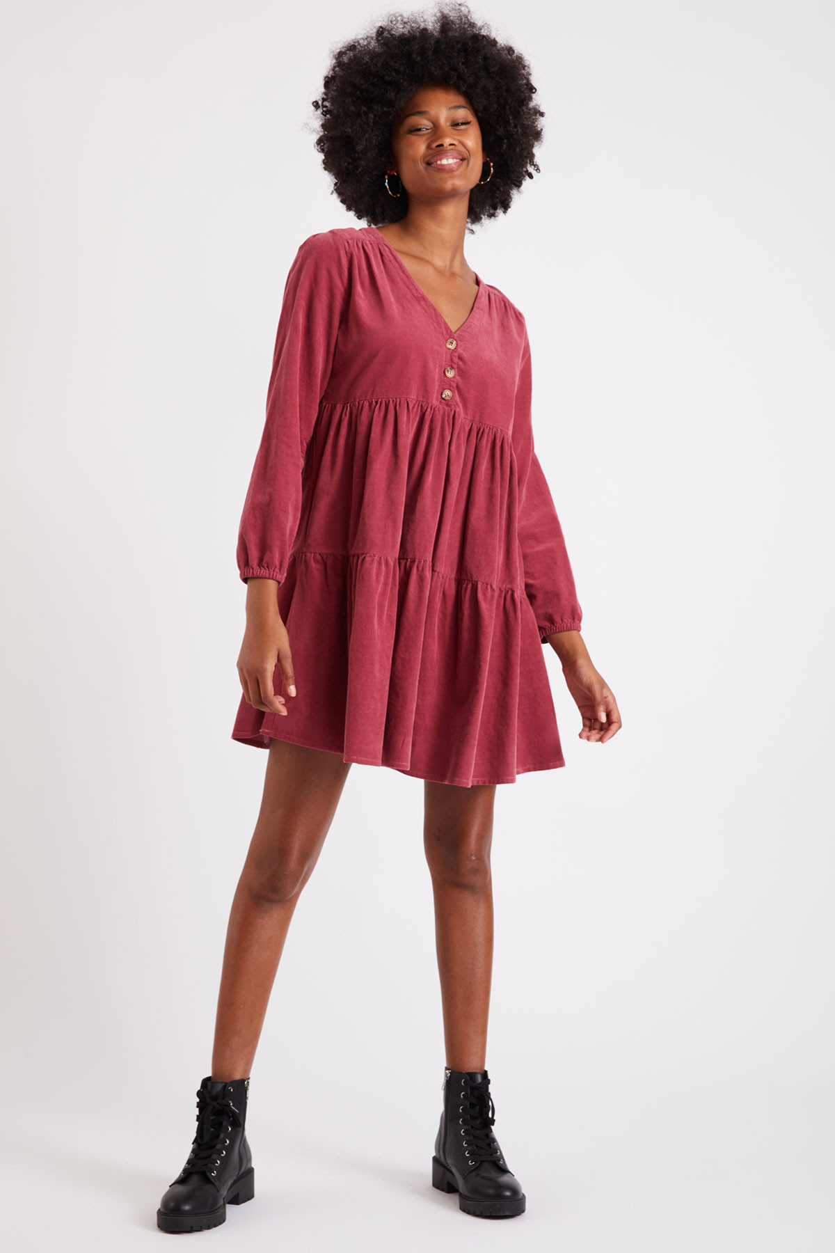 Avelina Andrea pink corduroy trapeze 