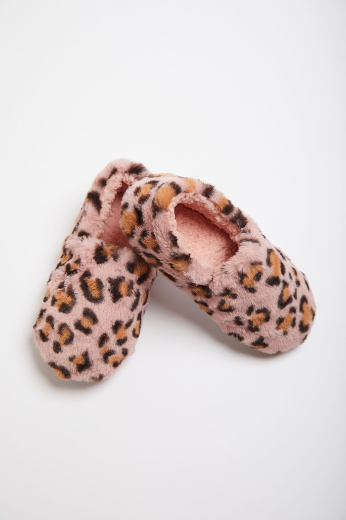 PECORA MUPPET roze damespantoffels met luipaardprint