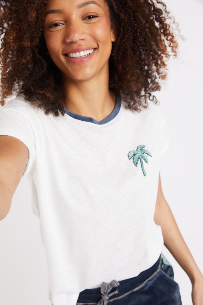 Seacoco Avenue white t-shirt with palm tree
