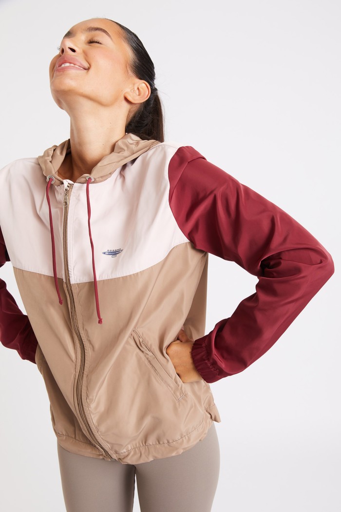 Veste de running coupe-vent taupe femme Skip Zooming