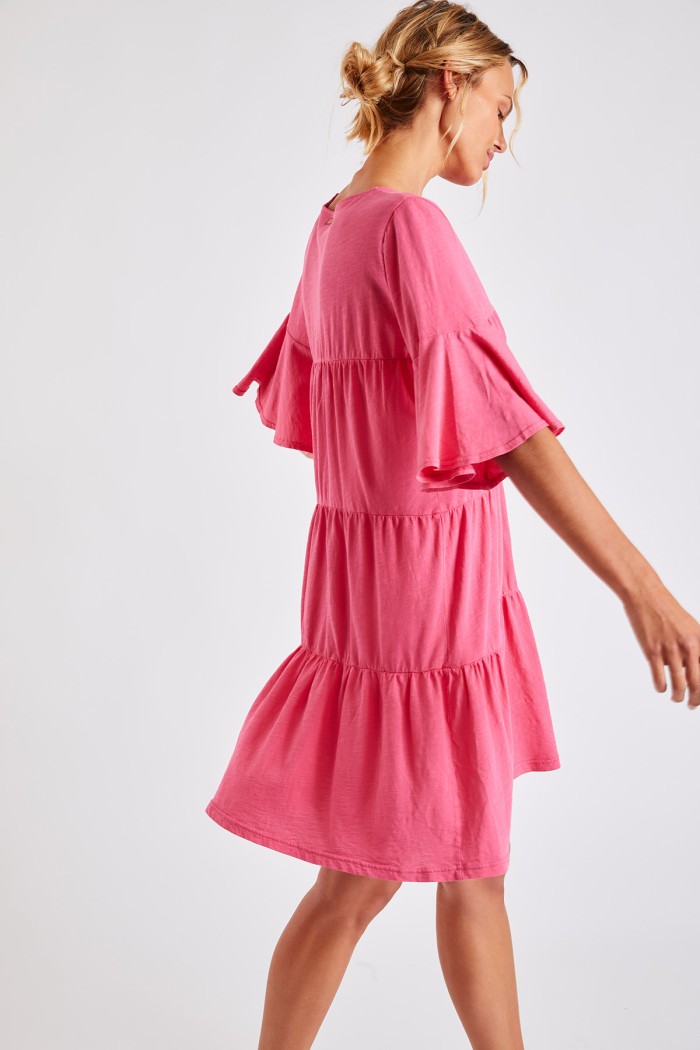 Kimi Enoha pink loose-fitting short dress