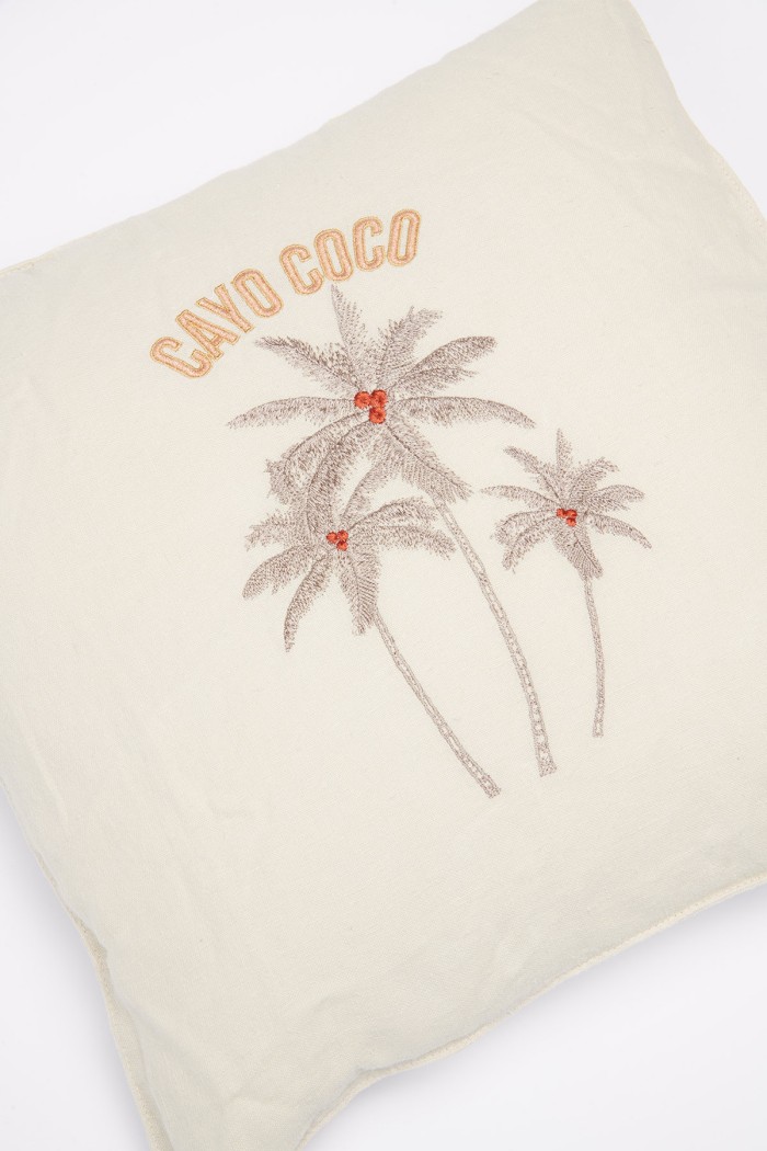 Orama Coco Ecru Embroidered Cushion Cover