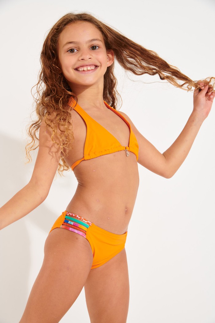 Spring Mini Foster girl's orange two-piece swimsuit ensemble