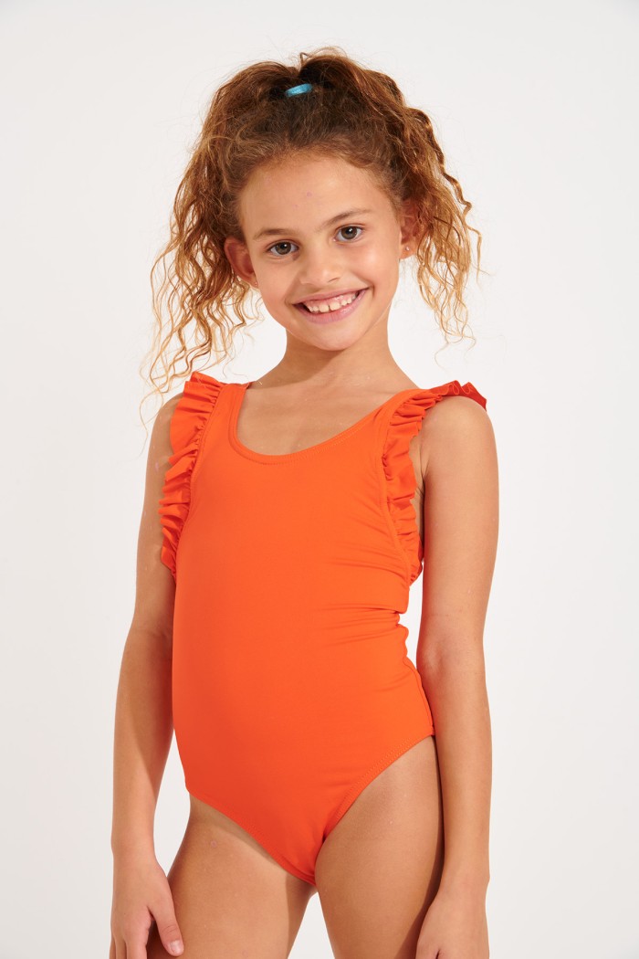 COLORSUN MINI TUNES girl's orange one-piece swimsuit
