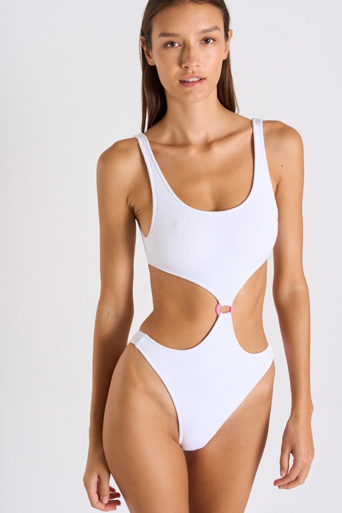 Scrunchy Rolling white one-piece swimsuit