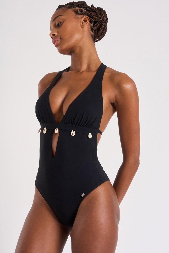 BLACK SHELLINA one-piece shell swimsuit