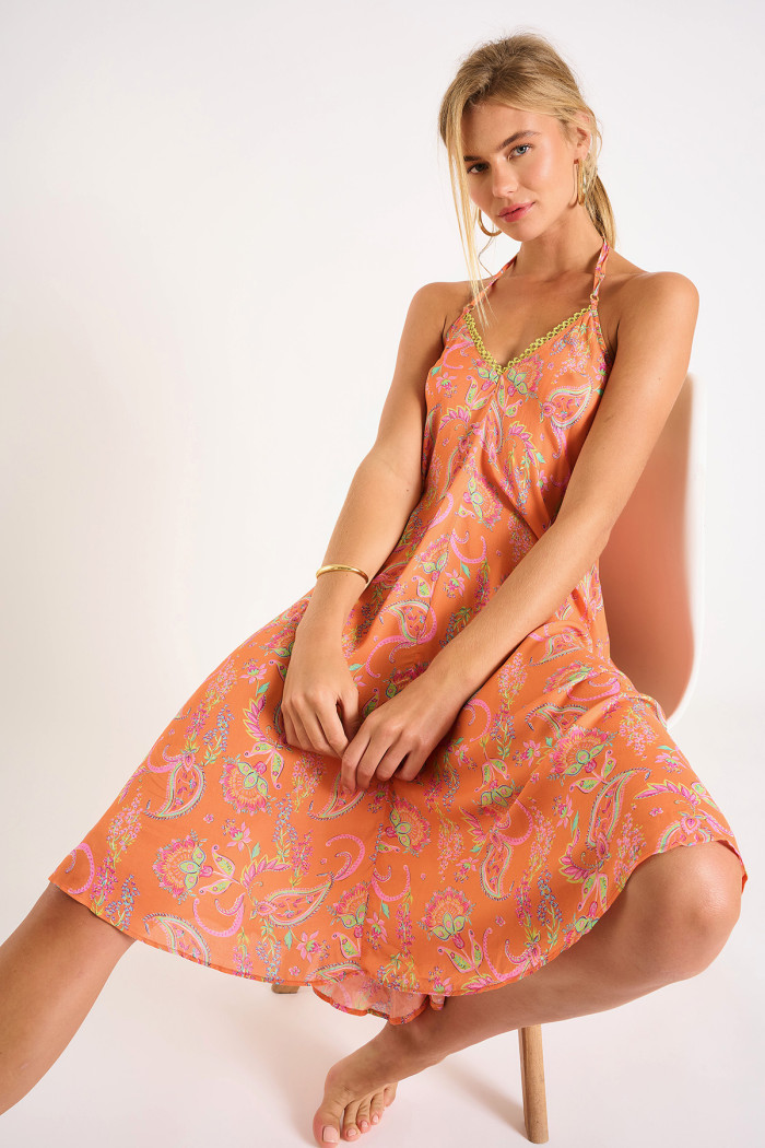OHARA ALAKURIVO orange Paisley print maxi dress