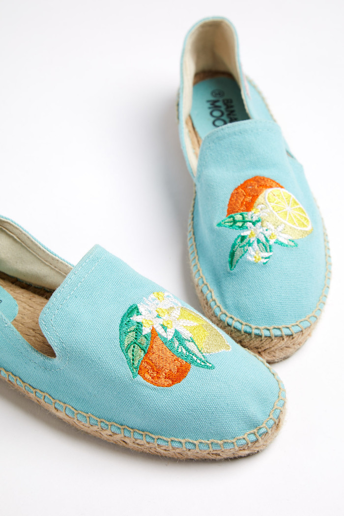 LAIRIS ESPADRILLE blue espadrilles with embroidered lemons