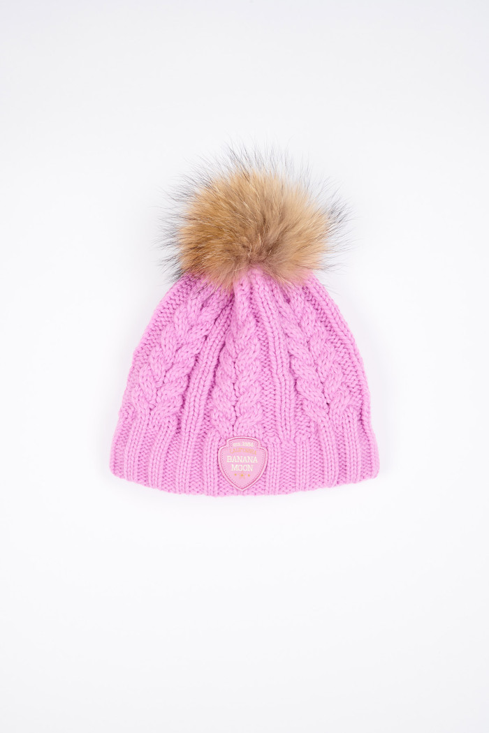Gorro con borla de piel rosa Dotto Lemonwood