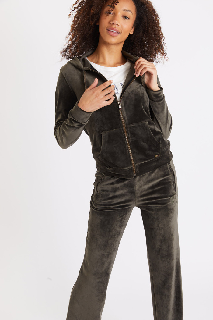 Chaqueta de jogging de terciopelo caqui Resco Sealake
