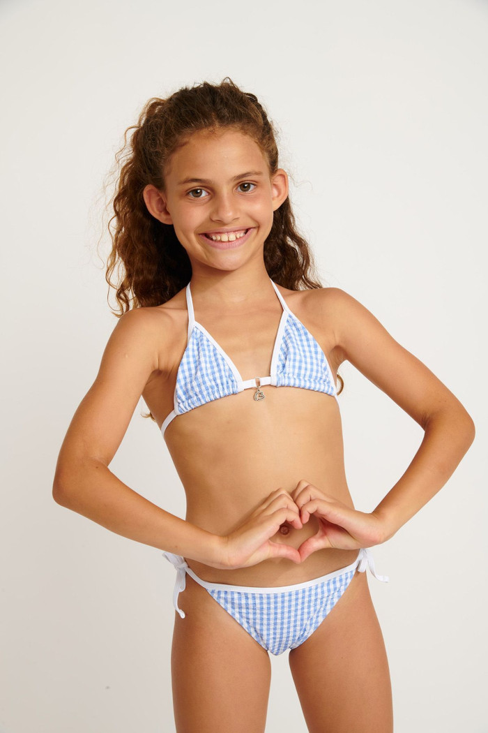 M TOPONE RETRO sky blue gingham 2 pieces swimsuit set