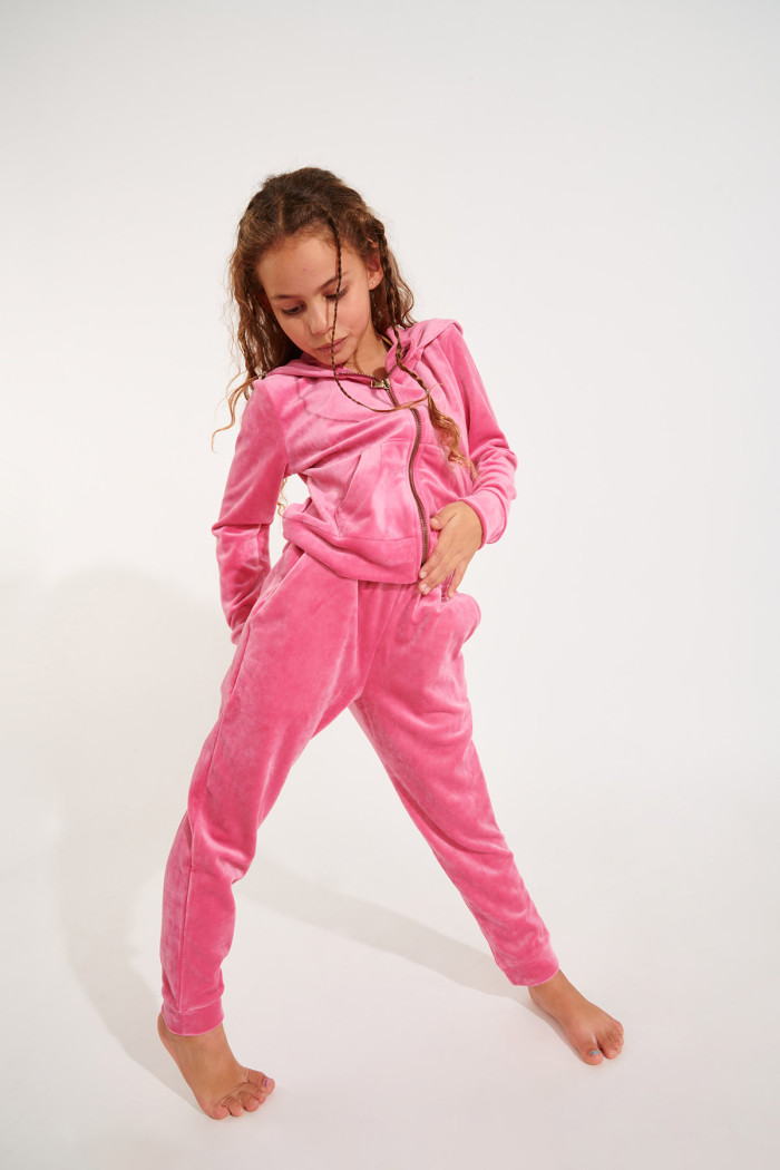 Pink velvet jogging jacket girl Mini Adaline Sealake