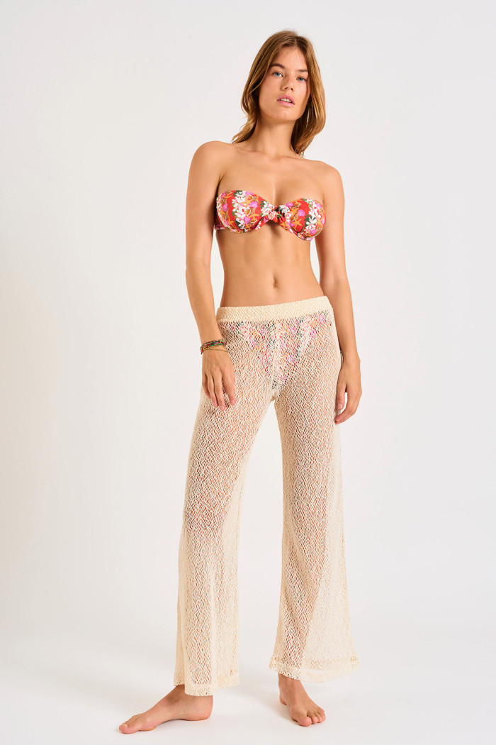 KISKA BEACHBLISS cream crochet trousers