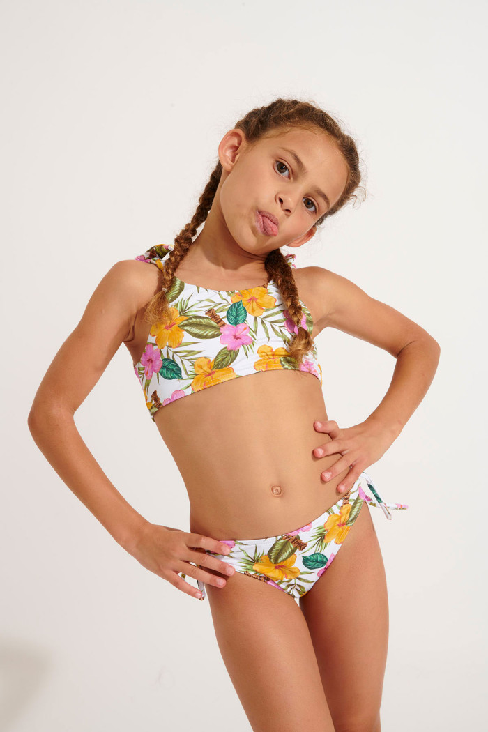 Bañador de 2 piezas con estampado tropical blanco para niña PEANUTS TORTUGA