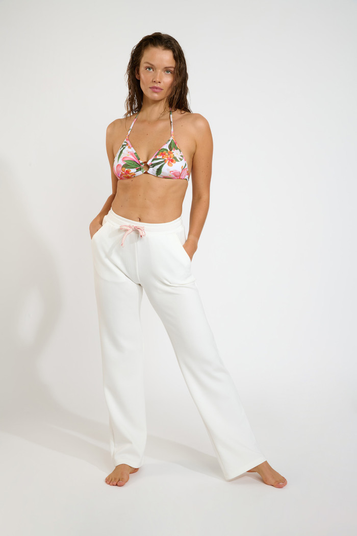 Pantalón de chándal recto blanco BAYJOY FLOWEGA