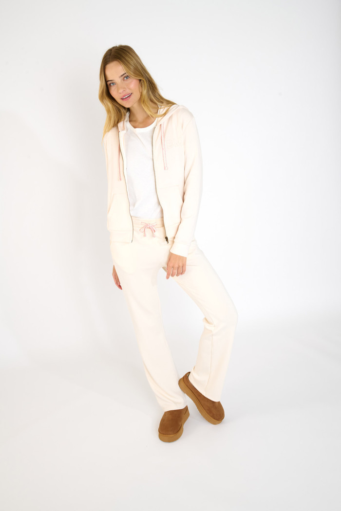 BAYJOY FLOWEGA cream straight-leg jogging trousers