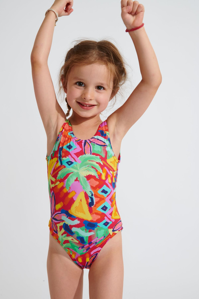 Traje de baño de una pieza estampado rojo para niña M BALOO KAILEIA