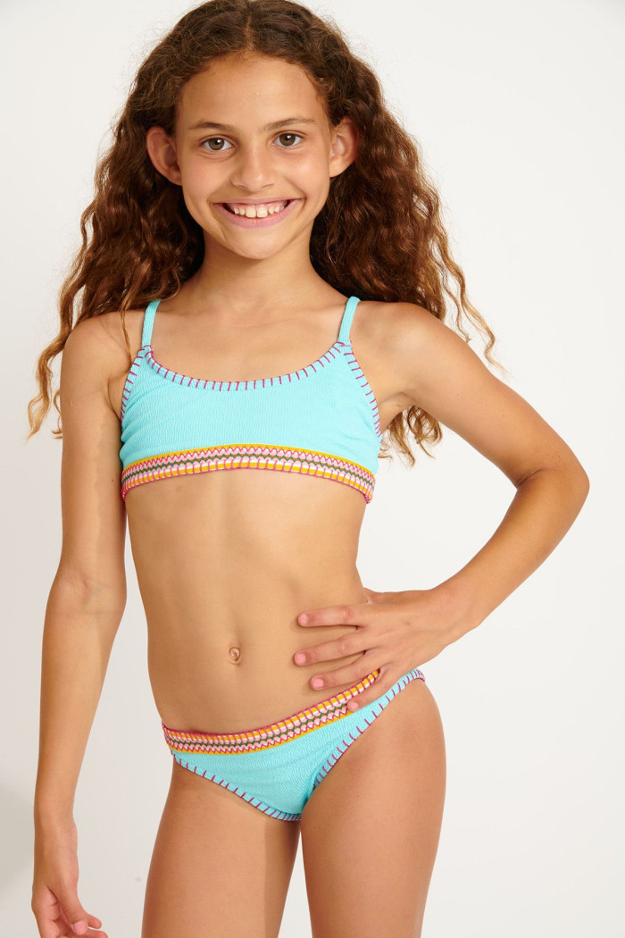 Traje de baño de dos piezas azul para niña M PORTO FRUITDALE