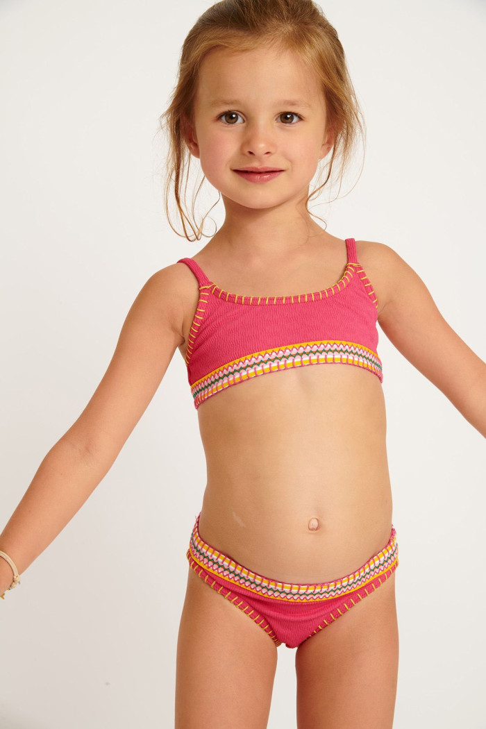 Traje de baño de dos piezas rosa frambuesa para niña M PORTO FRUITDALE