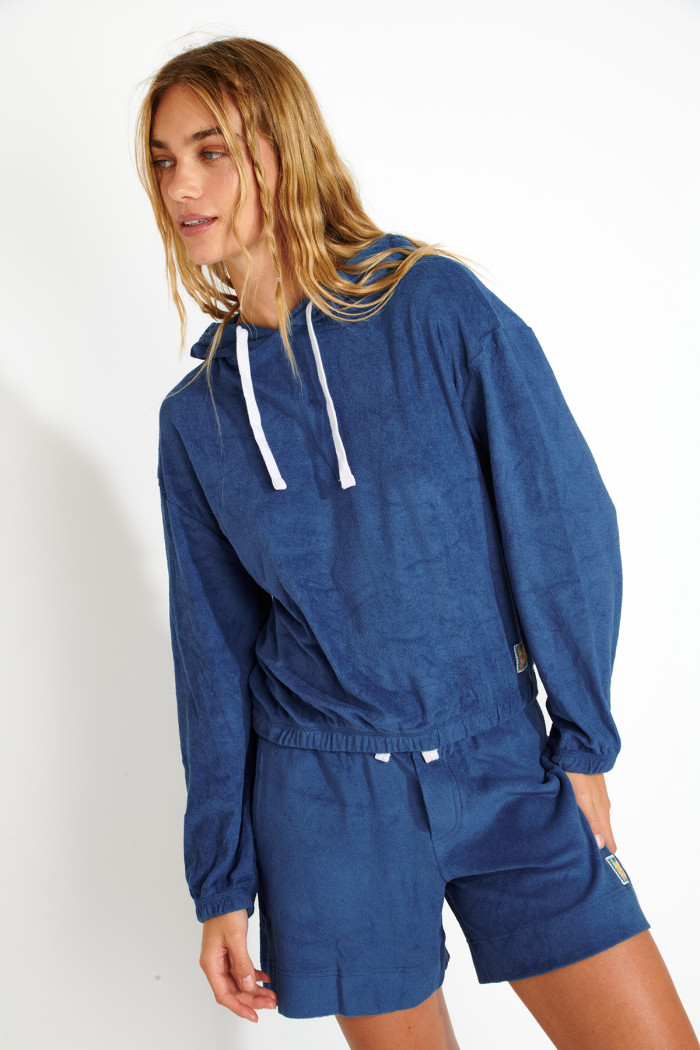 Sudadera con capucha azul de tela de toalla ONEKA SEASPONGE